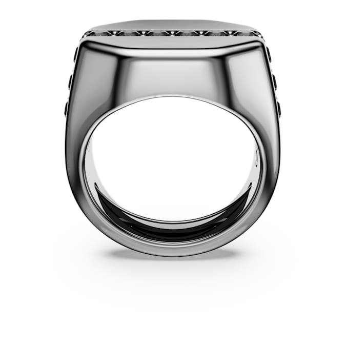 Anillo Dextera Forma octagonal, corte redondo, color negro, baño de rutenio.