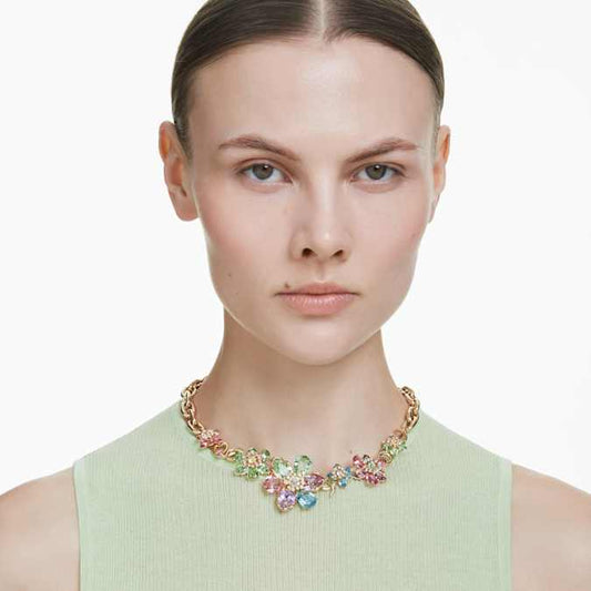 Collar Idyllia Tallas mixtas, Flor, Multicolor, Baño tono oro