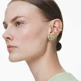 Pendiente ear cuff IdylliaSet (3), Diseño asimétrico, Tallas mixtas, Flor, Multicolor, Baño tono oro