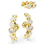 Pendiente ear cuff ImberConjunto (3), Talla redonda, Blanco, Baño tono oro