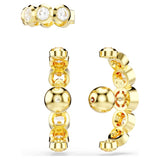 Pendiente ear cuff ImberConjunto (3), Talla redonda, Blanco, Baño tono oro