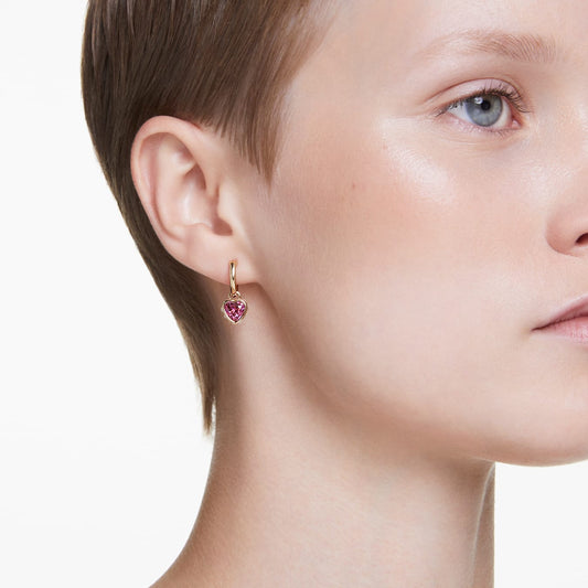 Pendientes Chroma, Corazón, Rojos, Baño tono oro