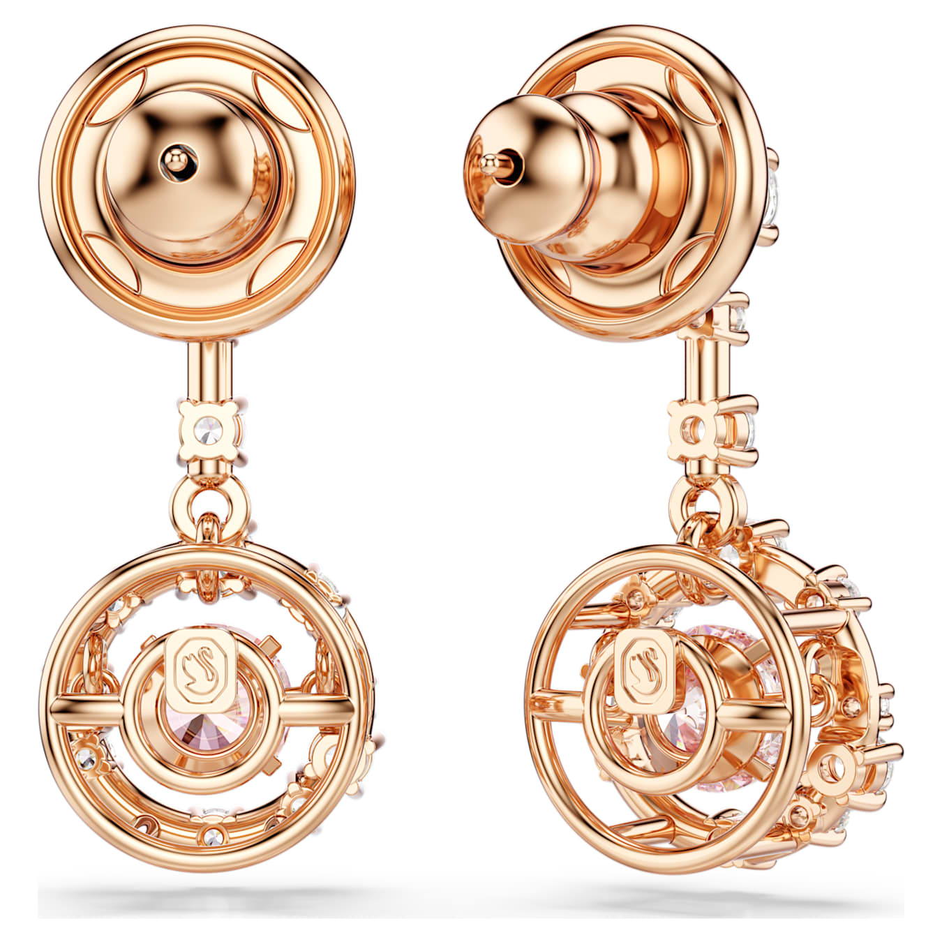 Pendientes Constella Talla redonda, Dancing Stone, Rosas, Baño tono oro rosa