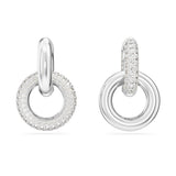 Pendientes de aro Dextera, Bucle entrelazado, Blancos, Baño de rodio