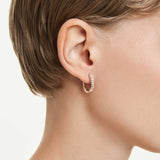 Pendientes de aro Dextera Forma octagonal, Talla redonda, Pequeños, Blancos, Baño tono oro rosa