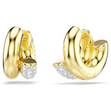 Pendientes de aro Dextera Talla redonda, Mini, Blancos, Baño tono oro