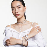 Pendientes de aro Hyperbola, Símbolo del infinito, Blancos, Baño de rodio