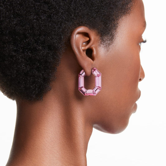 Pendientes de aro Lucent, Forma octagonal, Pequeños, Rosas