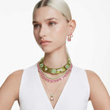 Pendientes de aro Matrix Talla baguette, Corazón, Pequeños, Rosas, Baño tono oro