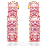 Pendientes de aro Matrix Talla baguette, Corazón, Pequeños, Rosas, Baño tono oro