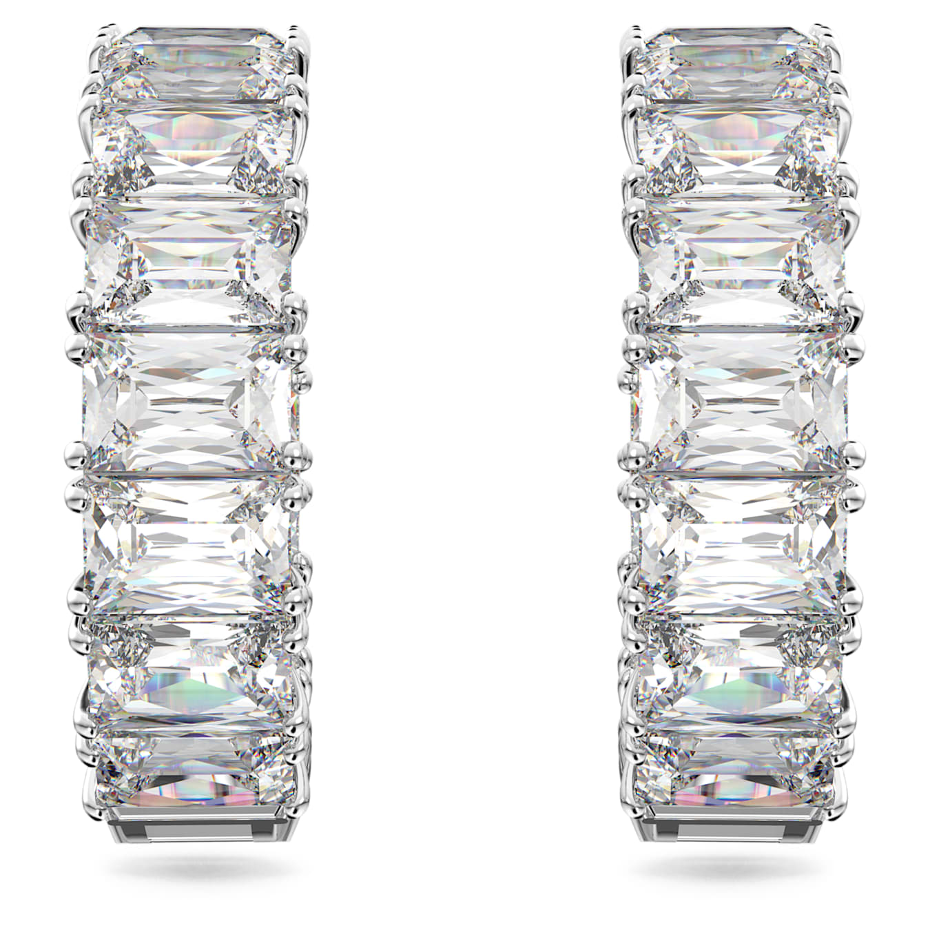 Pendientes de aro Matrix Talla octogonal, Blancos, Baño de rodio