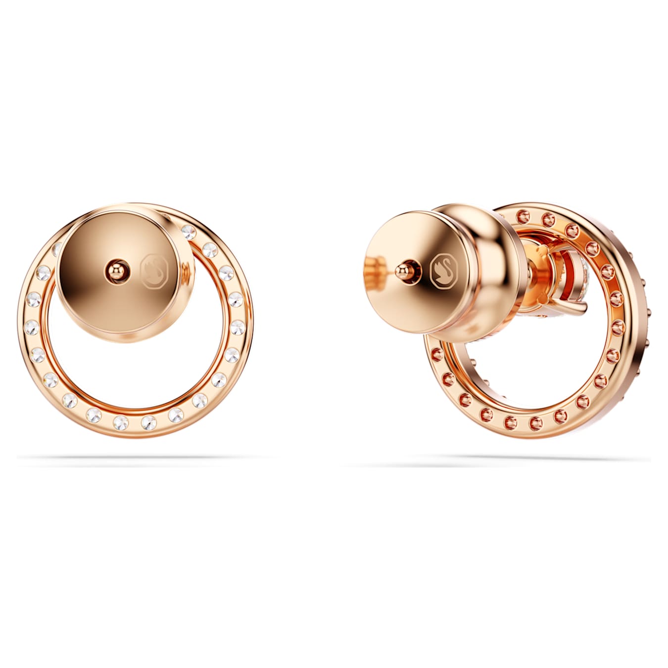 Pendientes de botón Constella, Talla redonda, Blancos, Baño tono oro rosa
