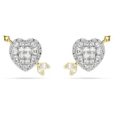 Pendientes de botón Idyllia Tallas mixtas, Corazón con flecha, Blancos, Combinación de acabados metálicos