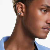 Pendientes de botón Numina, Talla redonda, Blancos, Baño de rutenio