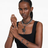 Pendientes de botón Numina, Talla redonda, Blancos, Baño de rutenio