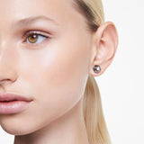 Pendientes de botón Numina, Talla redonda, Blancos, Baño de rutenio