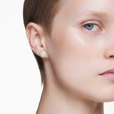 Pendientes de botón Sublima, Blancos, Baño tono oro