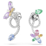 Pendientes de gota con adorno para pendientes Ariana Grande x Swarovski Tallas mixtas, Libélula, flor, Multicolor, Baño de rodio
