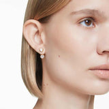 Pendientes ear jacket Imber Diseño asimétrico, Tallas mixtas, Blancos, Baño tono oro