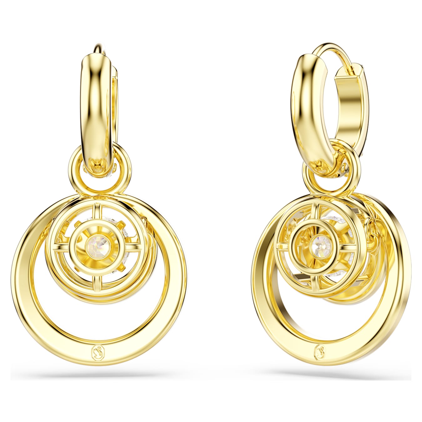 Pendientes Hyperbola Talla redonda, Blancos, Baño tono oro