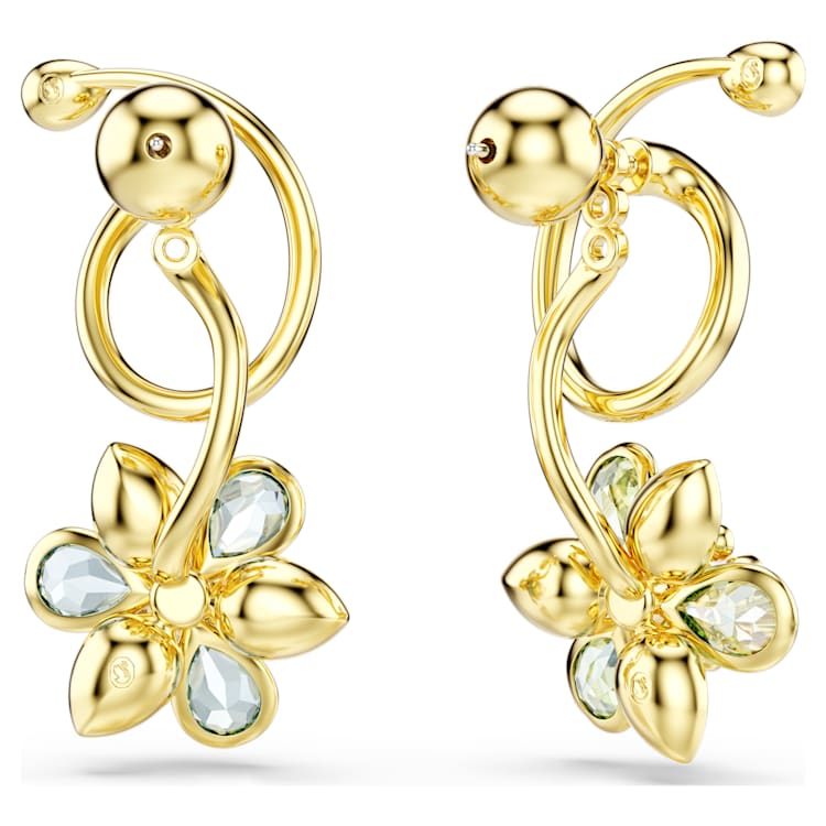 Pendientes Idyllia Diseño asimétrico, Tallas mixtas, Flor, Multicolores, Baño tono oro