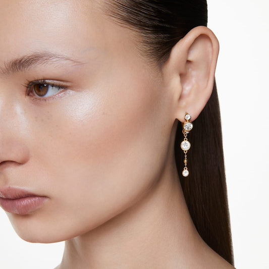 Pendientes Imber, Talla redonda, Blancos, Combinación de acabados metálicos