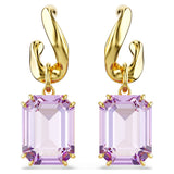 Pendientes Millenia Talla octogonal, Morado, Baño tono oro