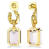 Pendientes Millenia Talla octogonal, Morado, Baño tono oro