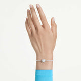 Pulsera Idyllia Tallas mixtas, Corazón con flecha, Blanca, Baño de rodio