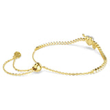 Pulsera Idyllia Tallas mixtas, Corazón con flecha, Blanca, Baño tono oro