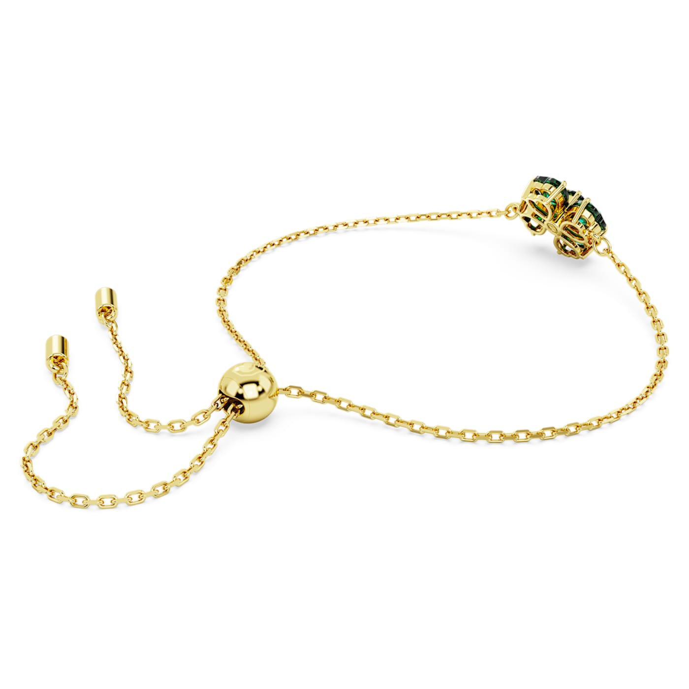 Pulsera Idyllia, Tallas mixtas, Trébol, Verde, Baño tono oro