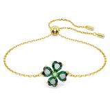 Pulsera Idyllia, Tallas mixtas, Trébol, Verde, Baño tono oro