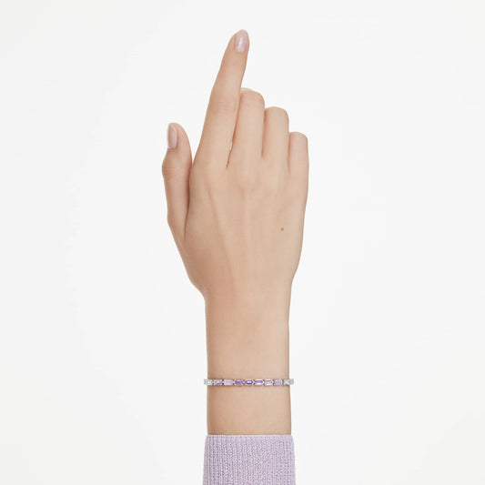 Pulsera Matrix Talla baguette, Morada, Baño de rodio