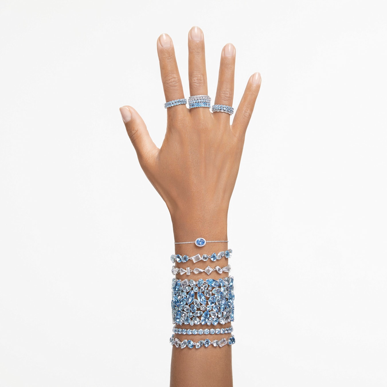 Pulsera Matrix Tennis Talla redonda, Azul, Baño de rodio