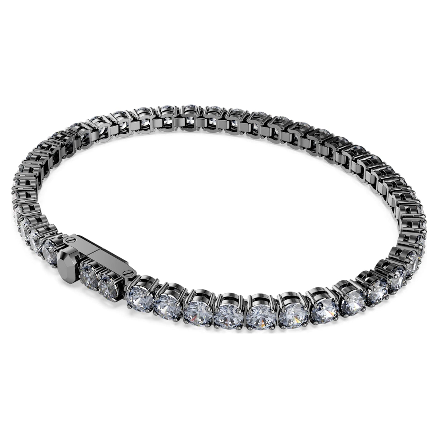 Pulsera Matrix Tennis, Talla redonda, Gris, Baño de rutenio