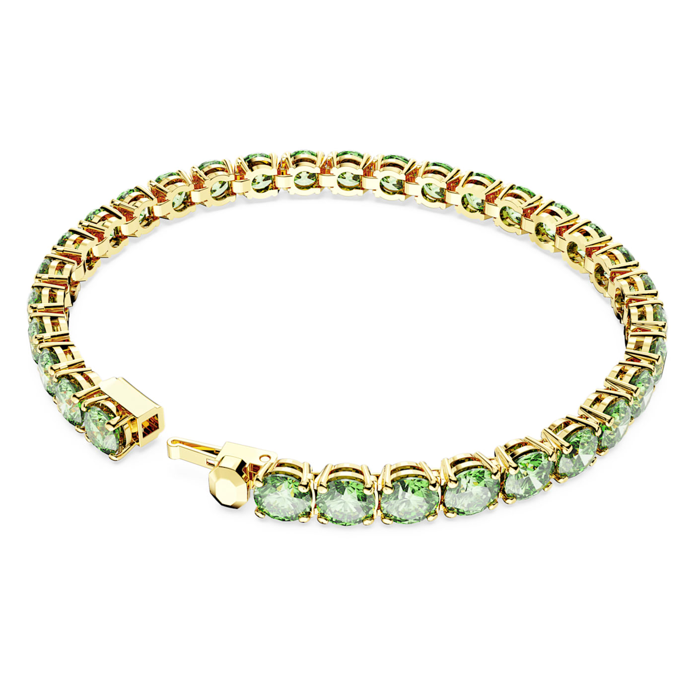 Pulsera Matrix Tennis Talla redonda, Mediana, Verde, Baño tono oro