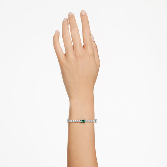 Pulsera Matrix Tennis, Tallas mixtas, Verde, Baño de rodio