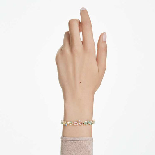 Pulsera Tennis Gema Tallas mixtas, Multicolor, Baño tono oro