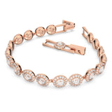 Pulsera Tennis Una Angelic Talla redonda, Pavé, Mediana, Blanca, Baño tono oro rosa