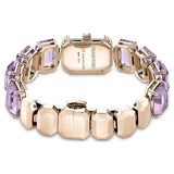Reloj Pulsera de talla octogonal, Morado, Acabado tono oro champán