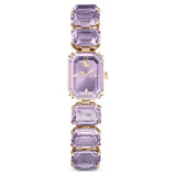 Reloj Pulsera de talla octogonal, Morado, Acabado tono oro champán