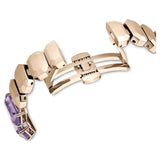 Reloj Pulsera de talla octogonal, Morado, Acabado tono oro champán