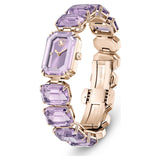 Reloj Pulsera de talla octogonal, Morado, Acabado tono oro champán