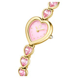 Reloj Idyllia Heart Pulsera de cristal, Rosa, Acabado tono oro