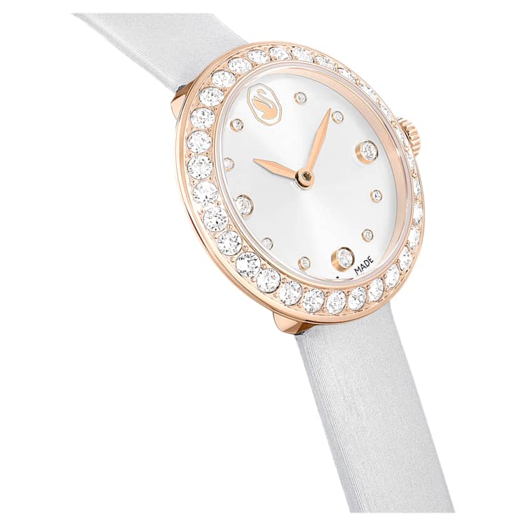 Reloj Matrix Correa de piel, Gris, Acabado tono oro rosa