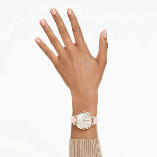 Reloj Teddy Fabricado en Suiza, Correa de piel, Rosa, Acabado tono oro rosa