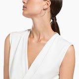 Pendientes de aro Dextera Pavé, Grandes, Blancos, Baño de rodio