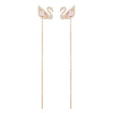 Pendientes Dazzling Swan, multicolor, Baño en tono Oro Rosa