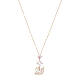 Collar en Y Dazzling Swan, multicolor, Baño en tono Oro Rosa