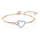 Brazalete Hyperbola Infinity y corazón, Blanco, Combinación de acabados metálicos